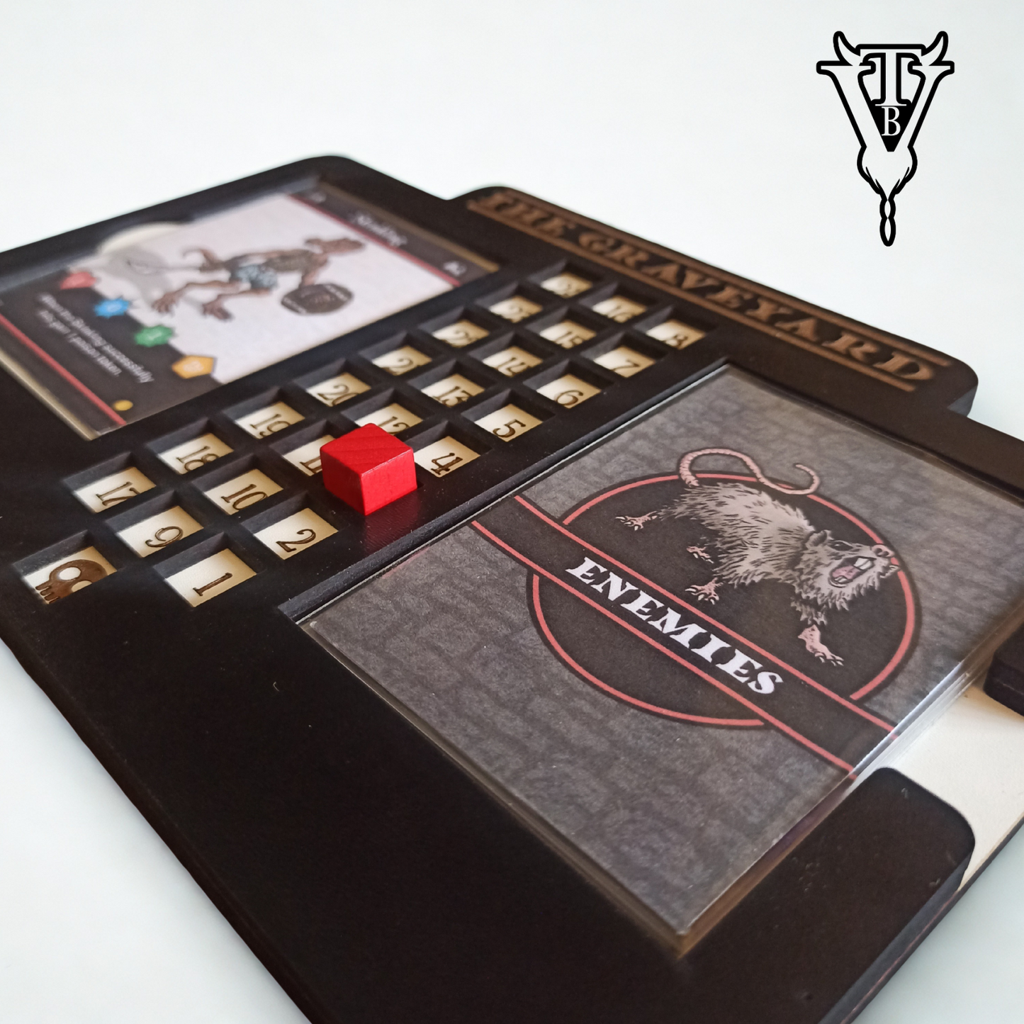Iron Helm Solo Dungeon Crawl Card Game Enemy Health Tracking Board - The Graveyard - back view — The Board Viking
