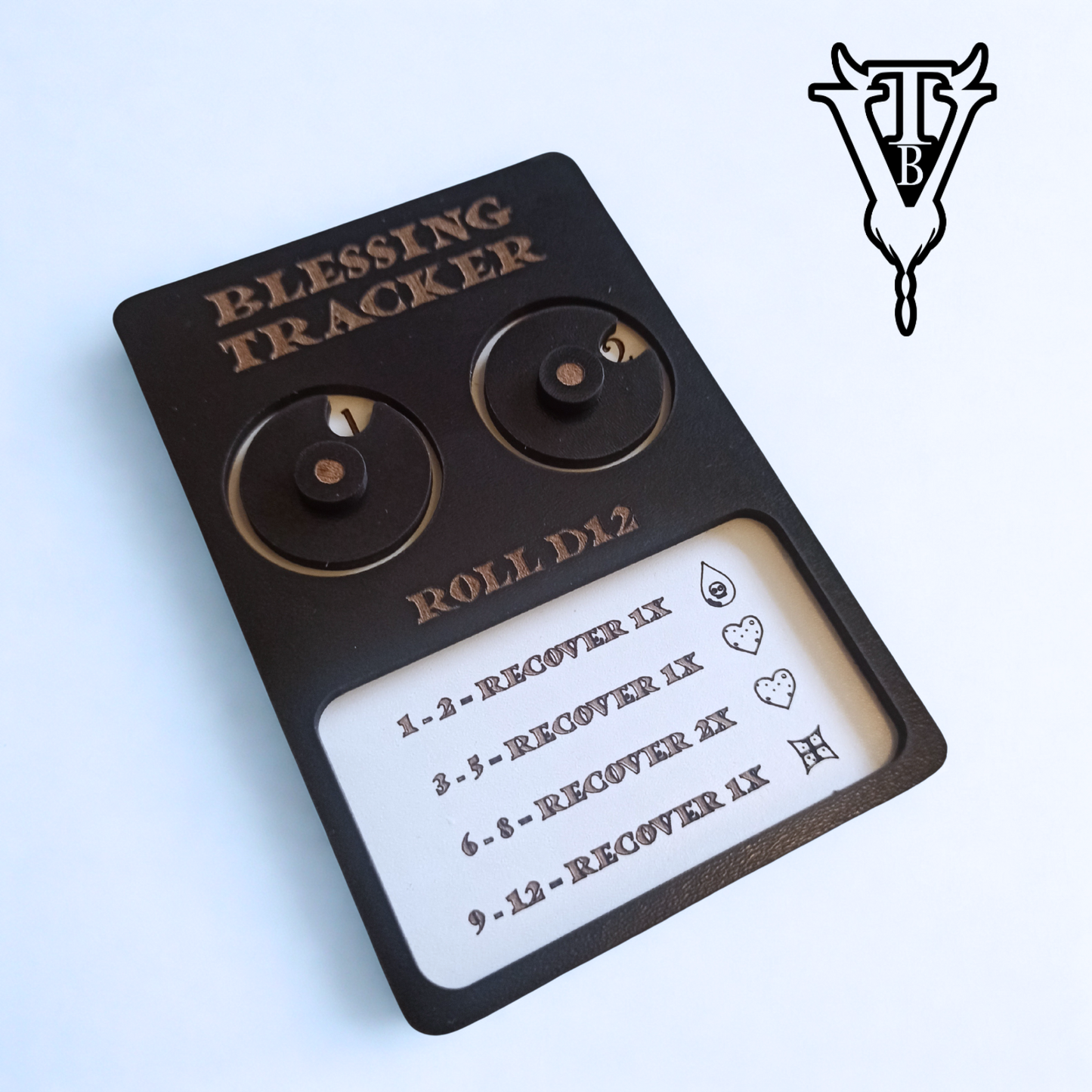 Iron Helm Solo Dungeon Card Game Blessings Tracking Board back view — The Board Viking