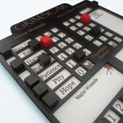 Grimscar Solo Hex- Crawl RPG Combat Tracking Player Board close up — The Board Viking