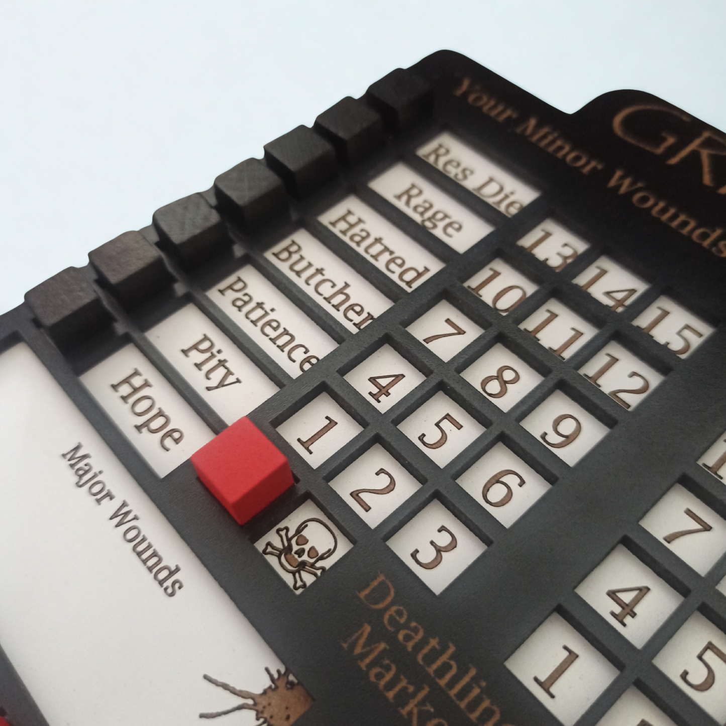 Grimscar Solo Hex- Crawl RPG Combat Tracking Player Board detail view — The Board Viking