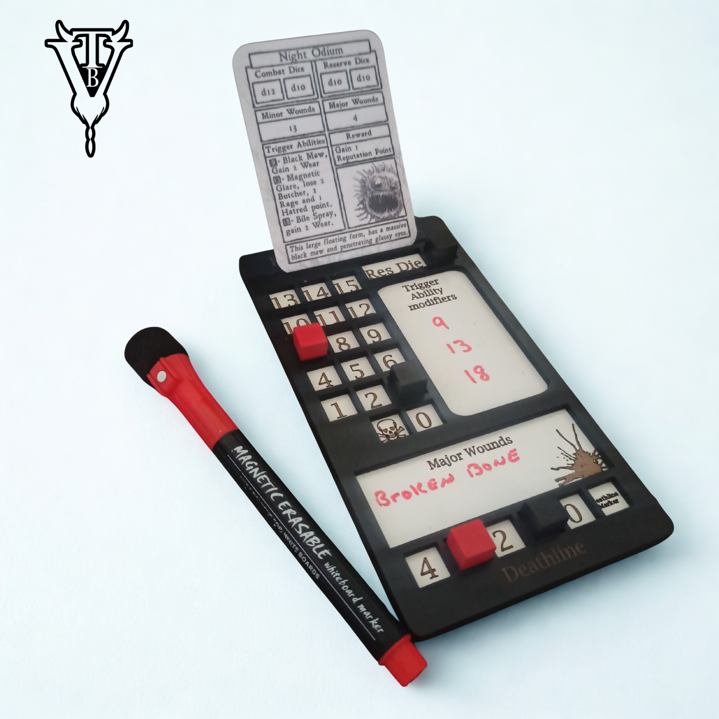 Grimscar -Solo Hex-Crawl RPG Extra Single Combat Tracking Player Board detail view — The Board Viking
