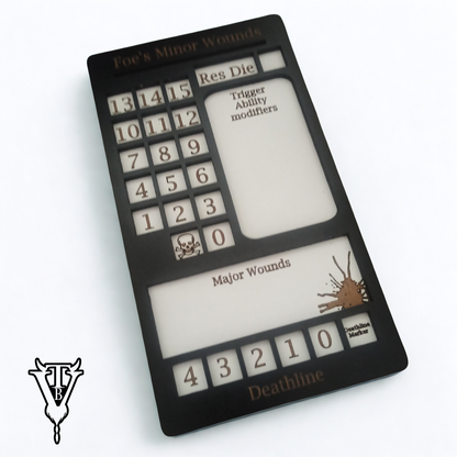 Grimscar -Solo Hex-Crawl RPG Extra Single Combat Tracking Player Board close up — The Board Viking