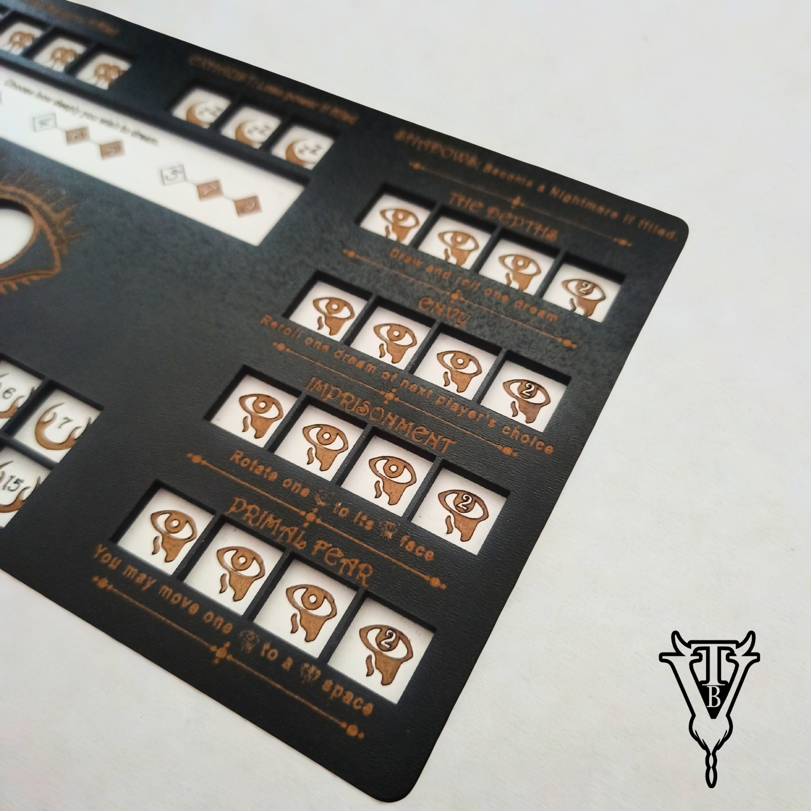 Lucidity Six Sided Nightmares Dice Game - Player Board detail view — The Board Viking