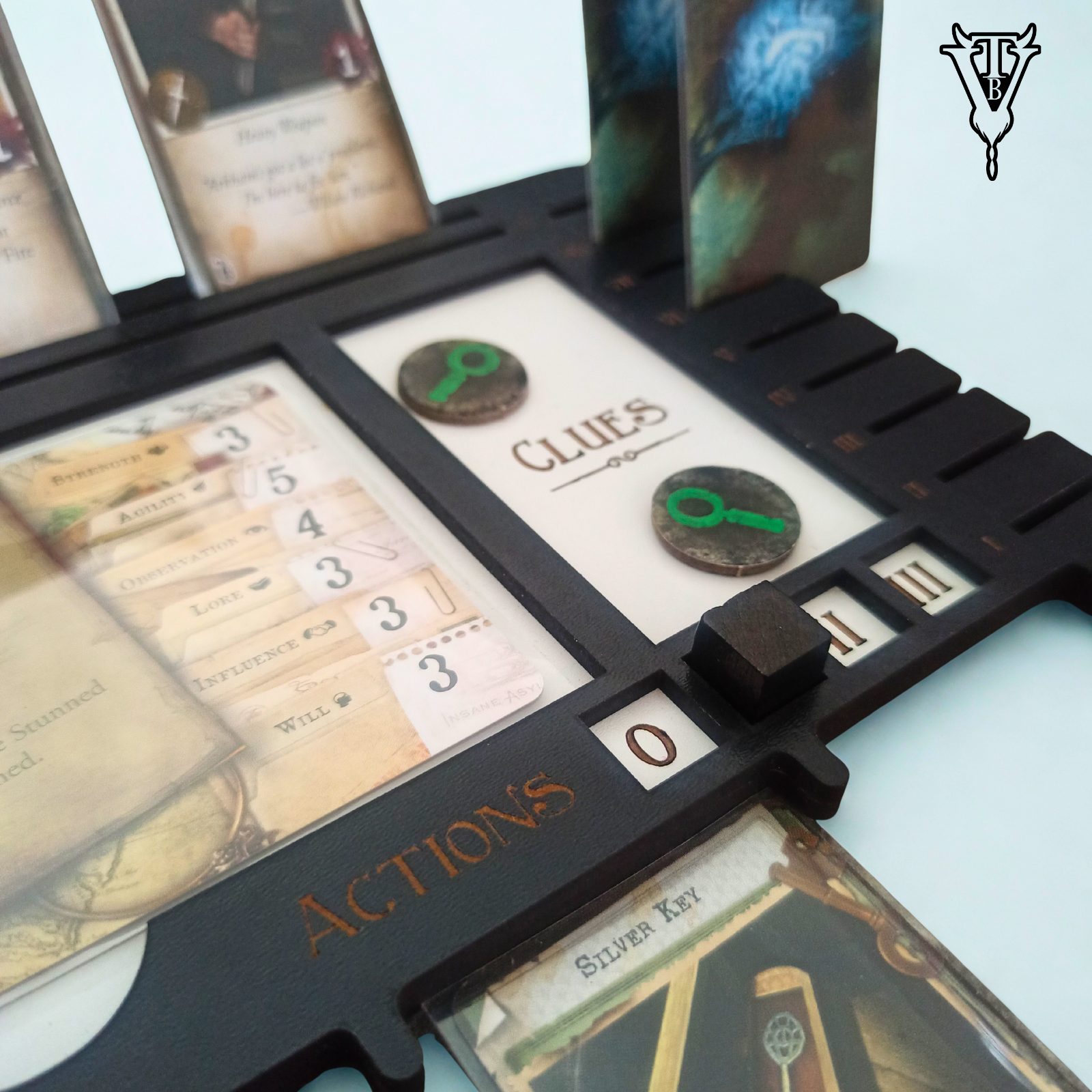 Mansions Of Madness Board Game - Character Player Board side view — The Board Viking
