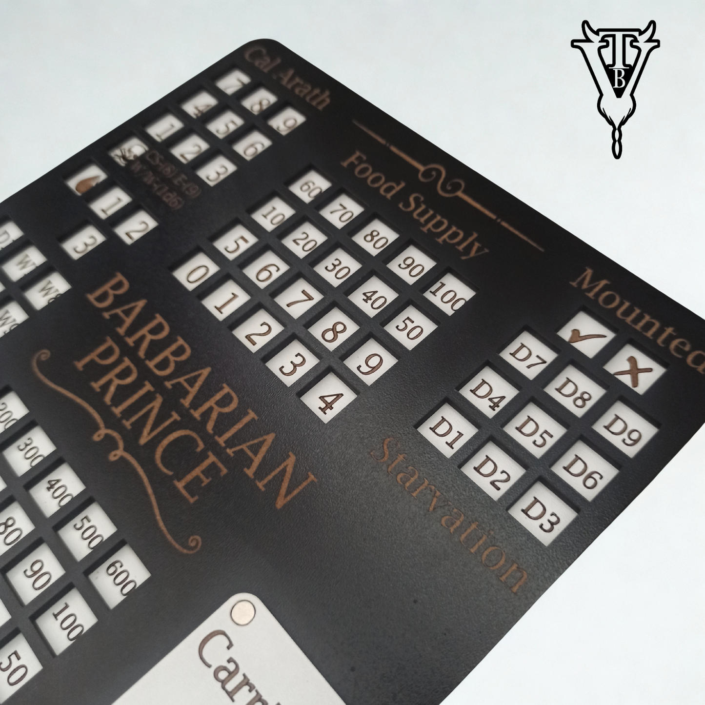 Barbarian Prince Solo RPG Hex-crawl Character Tracking Player Board side view — The Board Viking