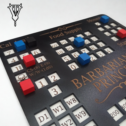 Barbarian Prince Solo RPG Hex-crawl Character Tracking Player Board components — The Board Viking
