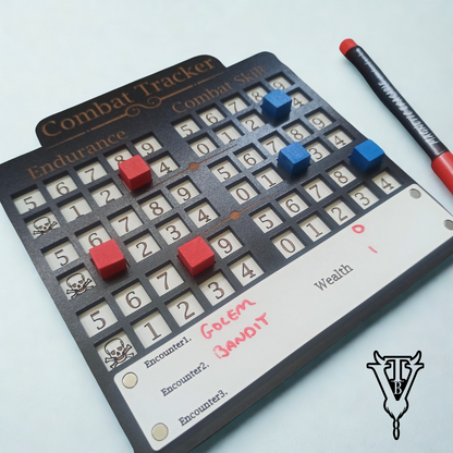 Barbarian Prince Solo RPG Combat Tracking Player Board side view — The Board Viking