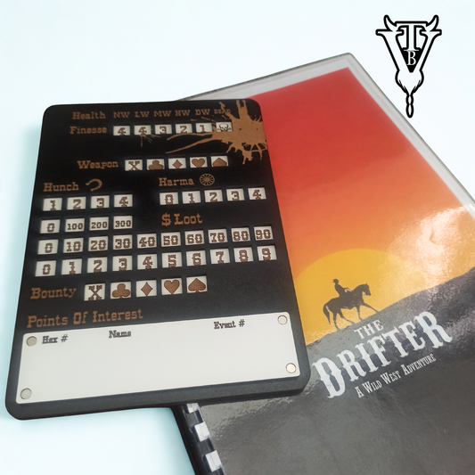 The Drifter - Solo Western RPG Hex-Crawl Character Tracker Player Board