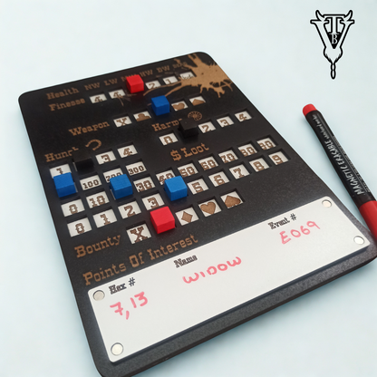The Drifter - Solo Western RPG Hex-Crawl Character Tracker Player Board back view — The Board Viking