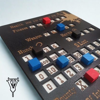 The Drifter - Solo Western RPG Hex-Crawl Character Tracker Player Board in use — The Board Viking