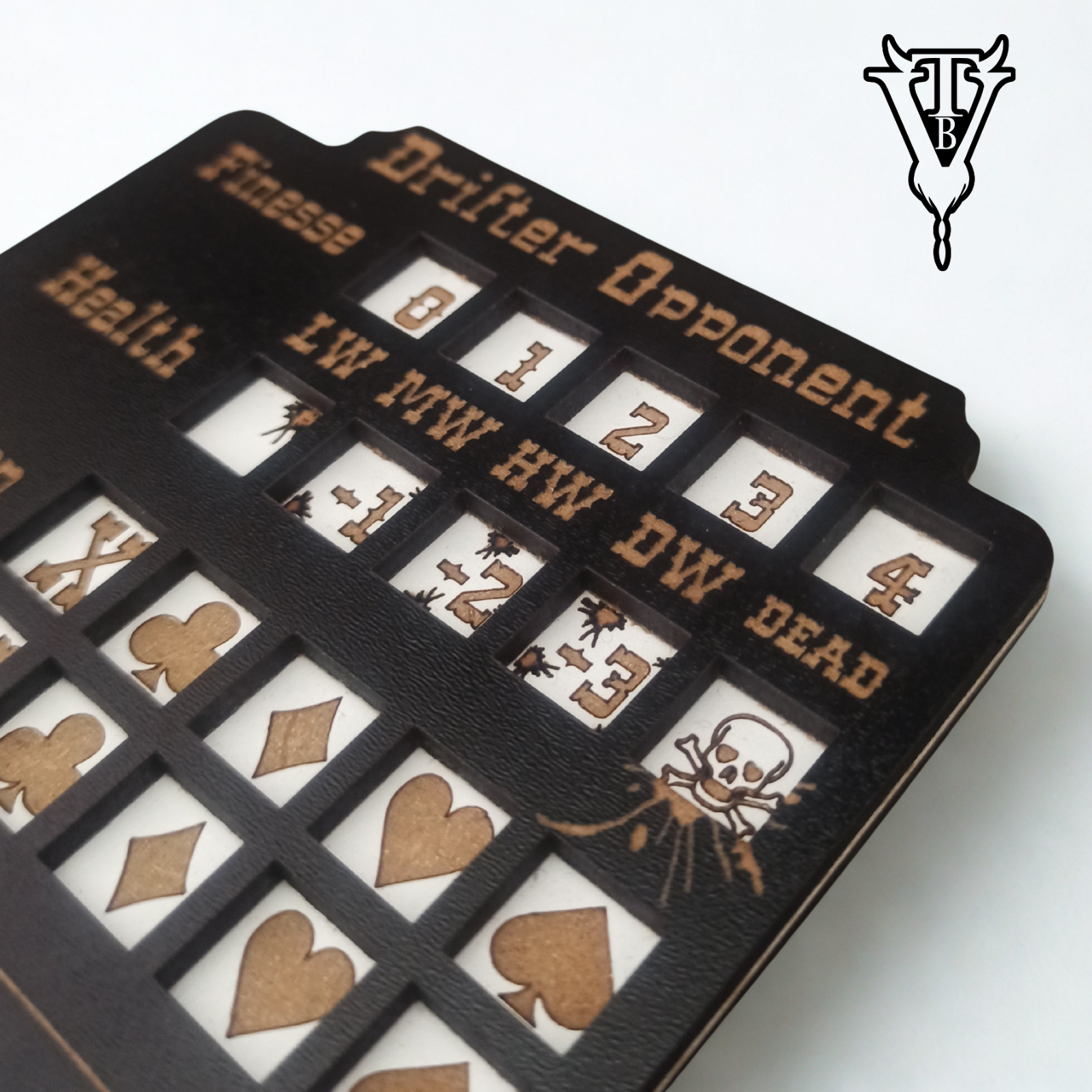 The Drifter Solo Western RPG Hex-Crawl Opponent Health Tracker Board Organizer detail view — The Board Viking