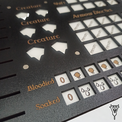 2D6 Dungeon Character Player Board / Creature HP Tracker detail view — The Board Viking