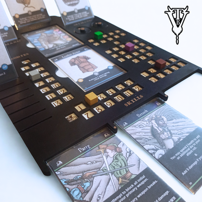 Iron Helm Solo Dungeon Crawl Card Game Character Player Board back view — The Board Viking