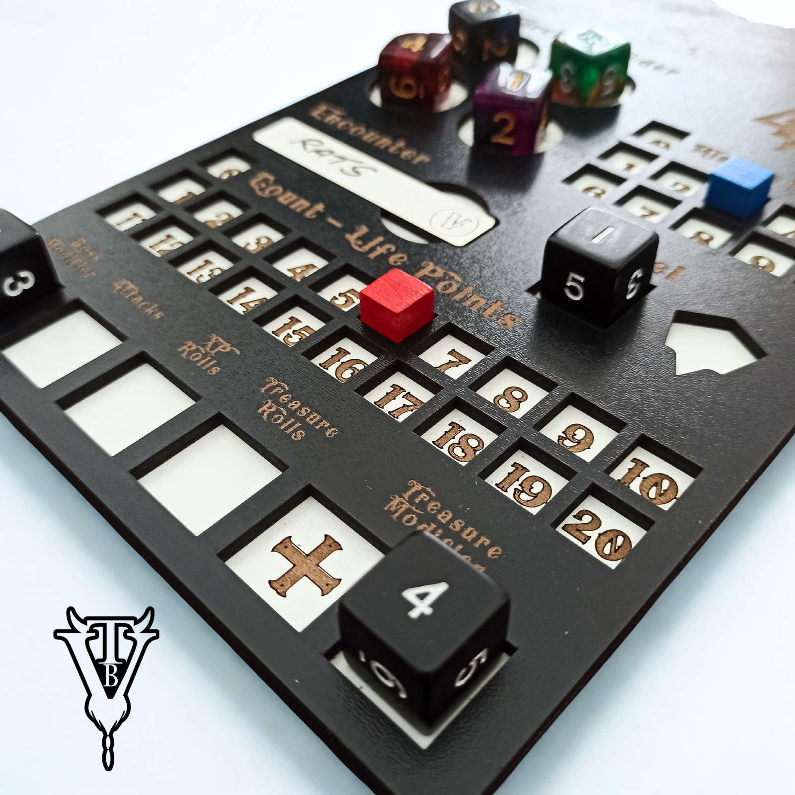 Four Against Darkness Character Player Board - Dungeon Delve Encounter Tracker back view — The Board Viking