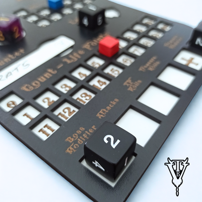Four Against Darkness Character Player Board - Dungeon Delve Encounter Tracker in use — The Board Viking