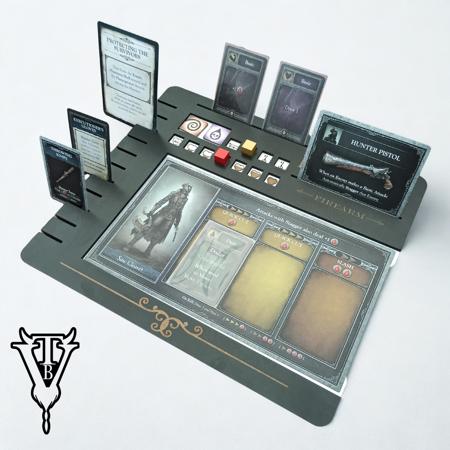 Bloodborne The Board Game — Hunter Character Dashboard & Card Holder in use — The Board Viking