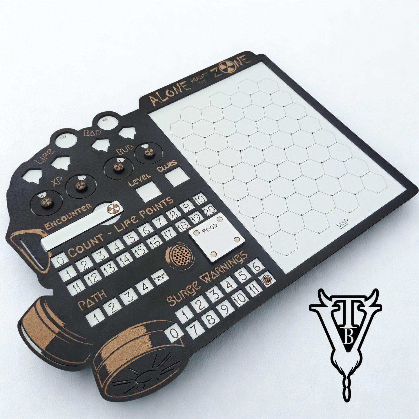 Alone Against The Zone — Solo RPG Hex-Crawl Player Board