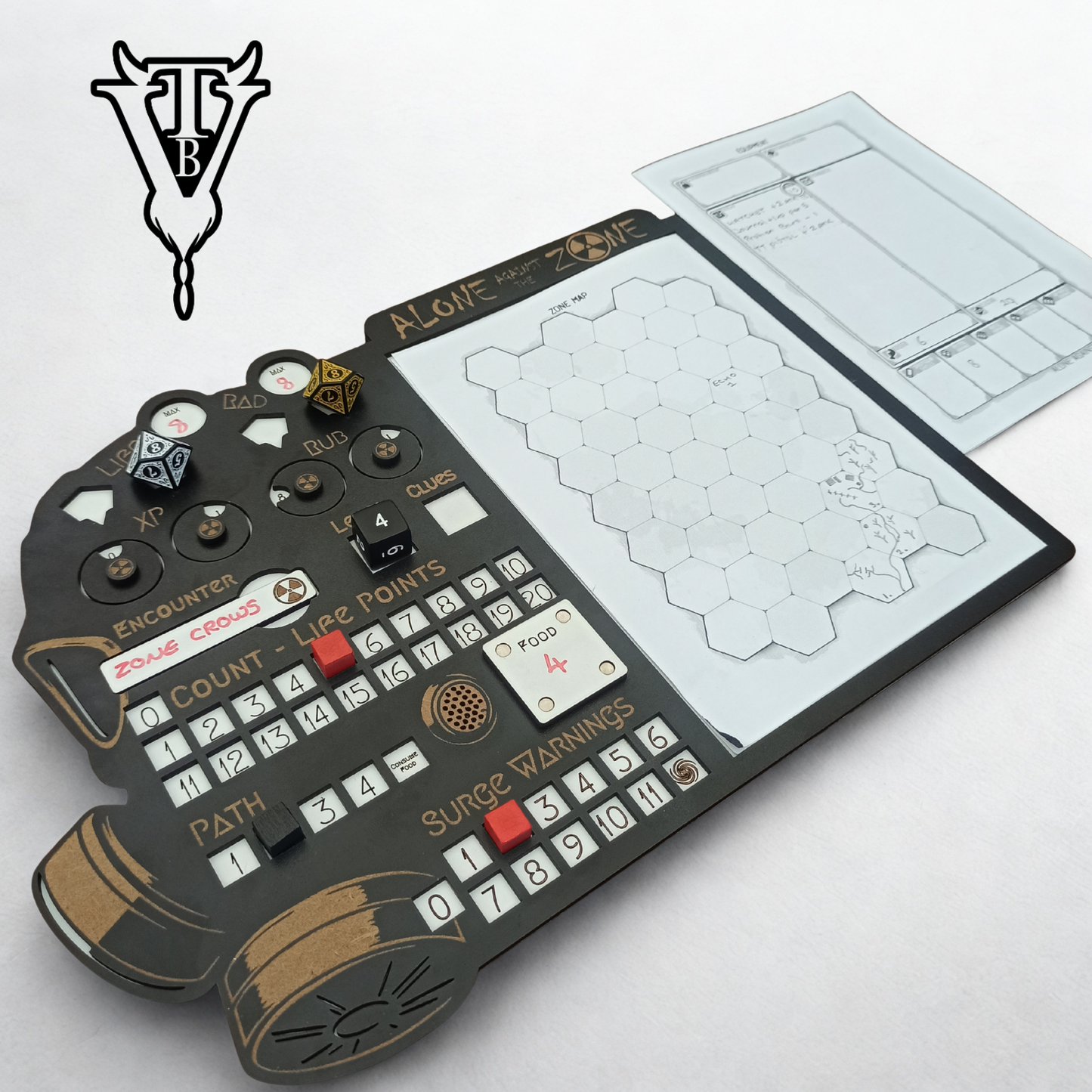 Alone Against The Zone — Solo RPG Hex-Crawl Player Board