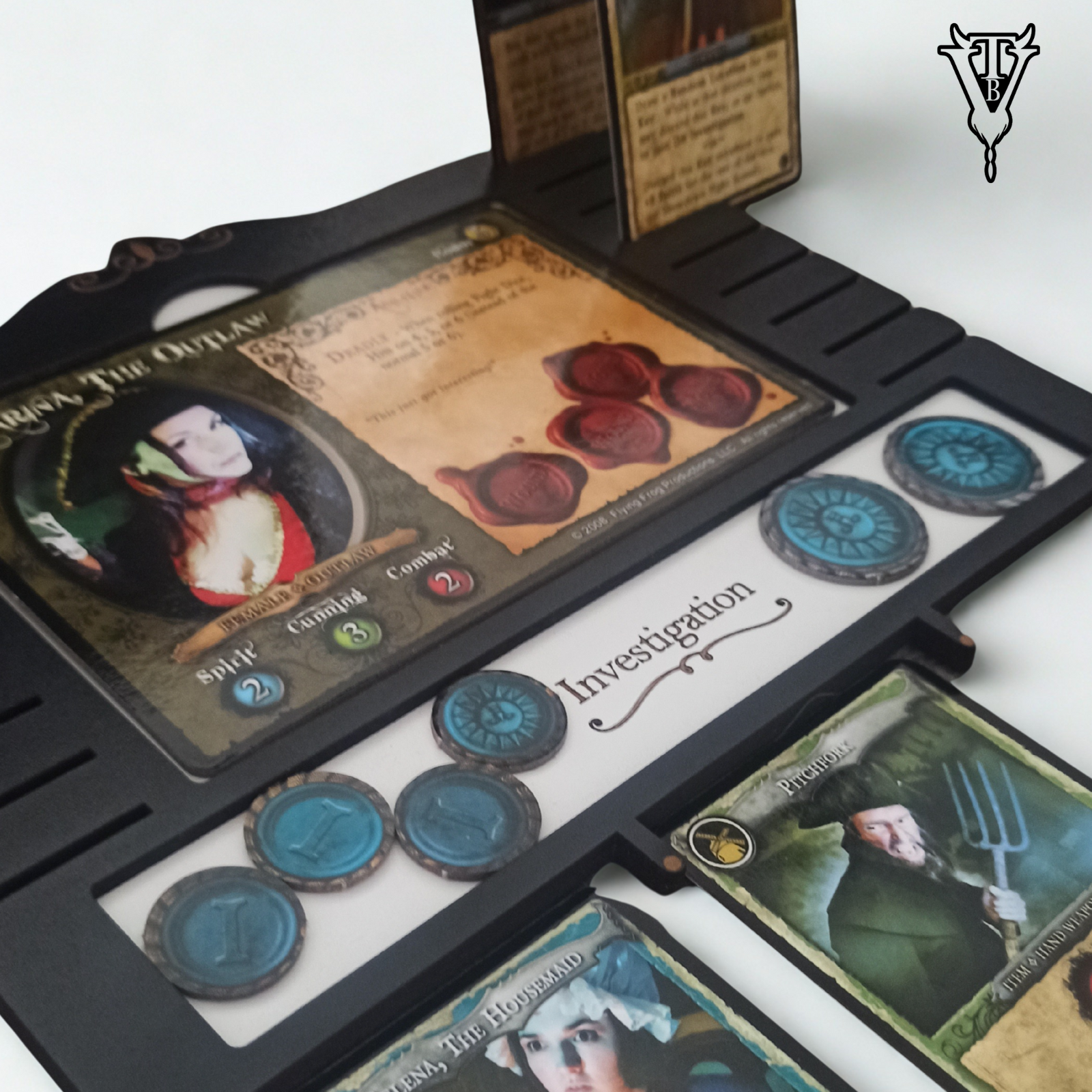 A Touch Of Evil Board Game - Character Player Board - Card / Token Organiser close up — The Board Viking