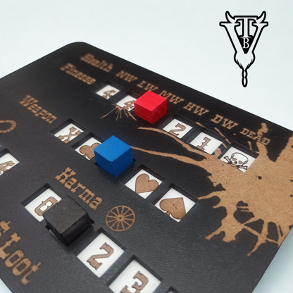 The Drifter - Solo Western RPG Hex-Crawl Character Tracker Player Board components — The Board Viking
