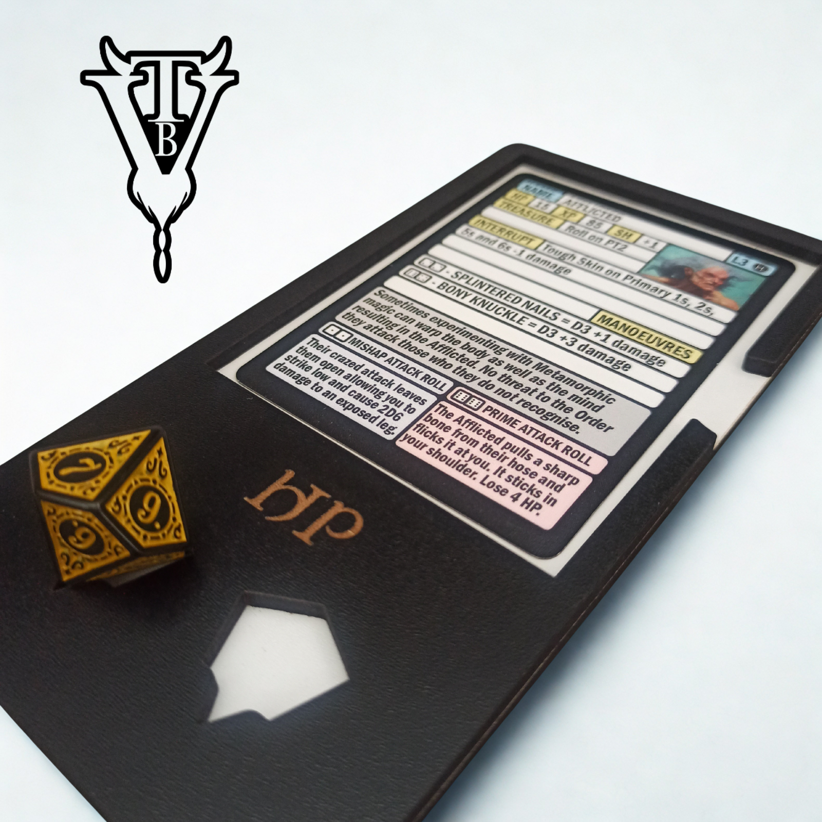 2D6 Dungeon Solo RPG Creature HP Tracker Player Board side view — The Board Viking