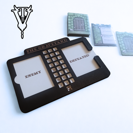 Iron Helm Solo Dungeon Crawl Card Game Enemy Health Tracking Board - The Graveyard -