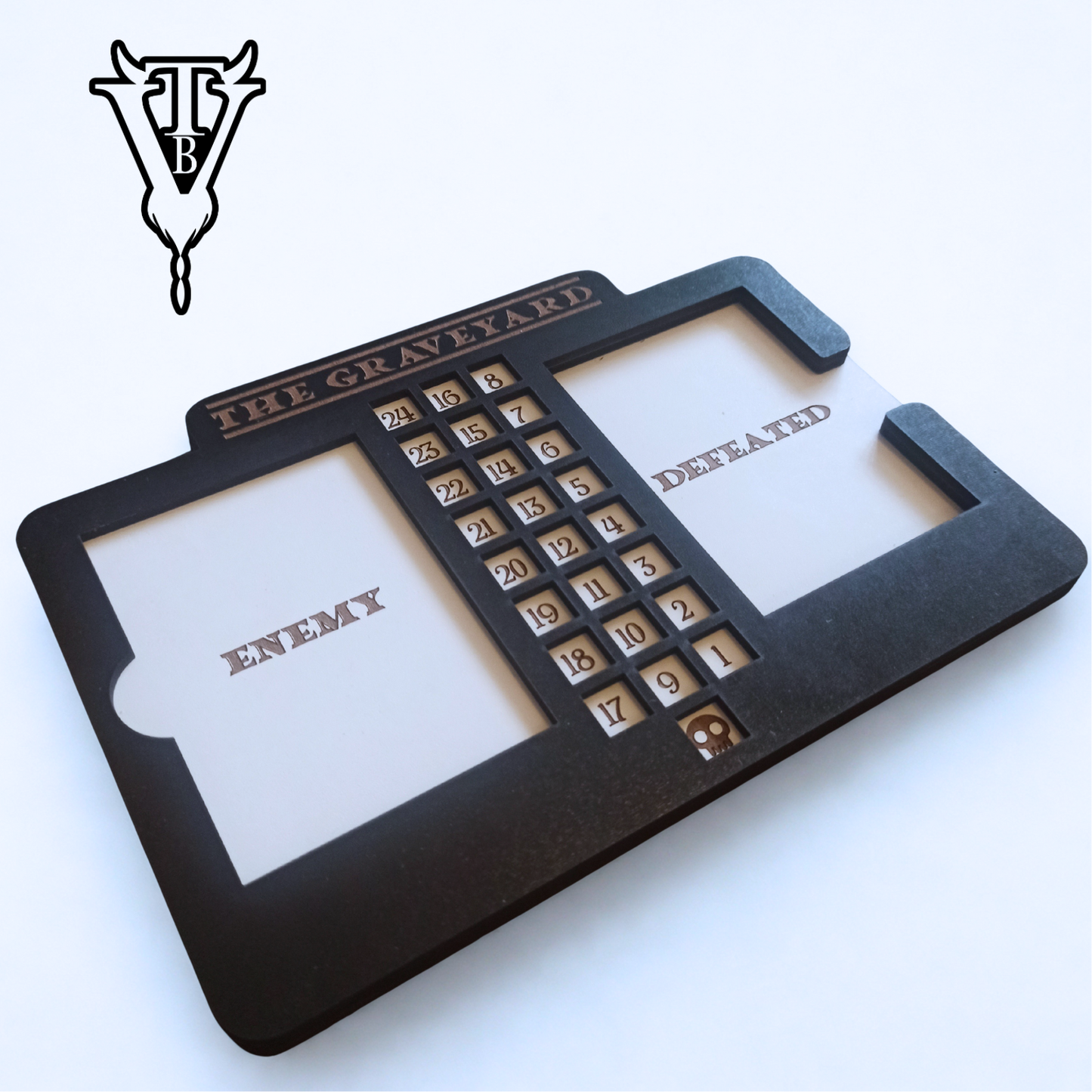 Iron Helm Solo Dungeon Crawl Card Game Enemy Health Tracking Board - The Graveyard - close up — The Board Viking