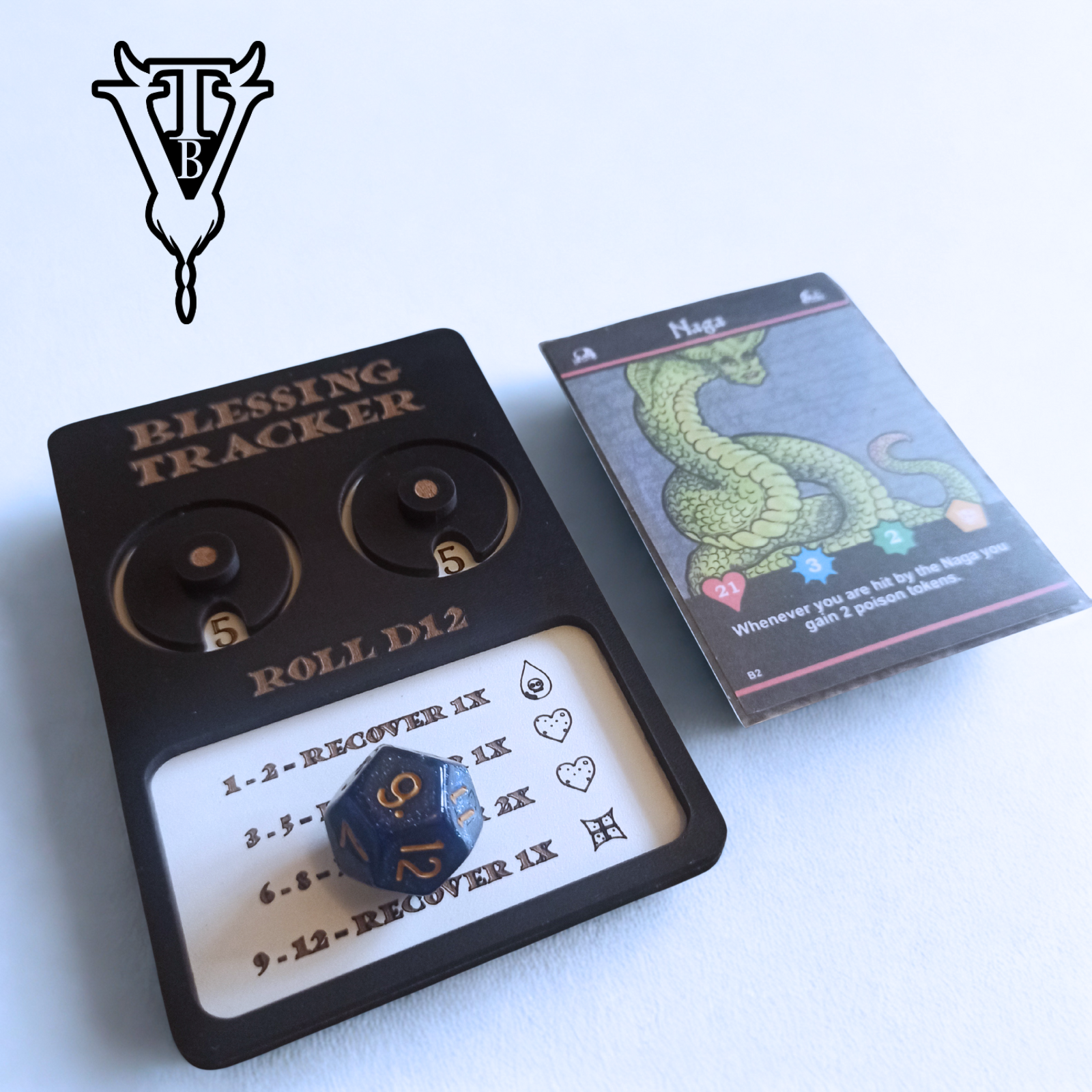 Iron Helm Solo Dungeon Card Game Blessings Tracking Board side view — The Board Viking