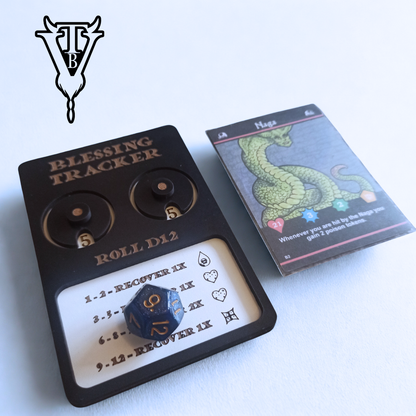 Iron Helm Solo Dungeon Card Game Blessings Tracking Board side view — The Board Viking