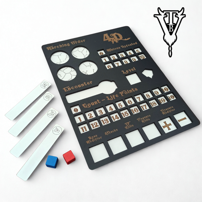 Four Against Darkness Character Player Board - Dungeon Delve Encounter Tracker components — The Board Viking