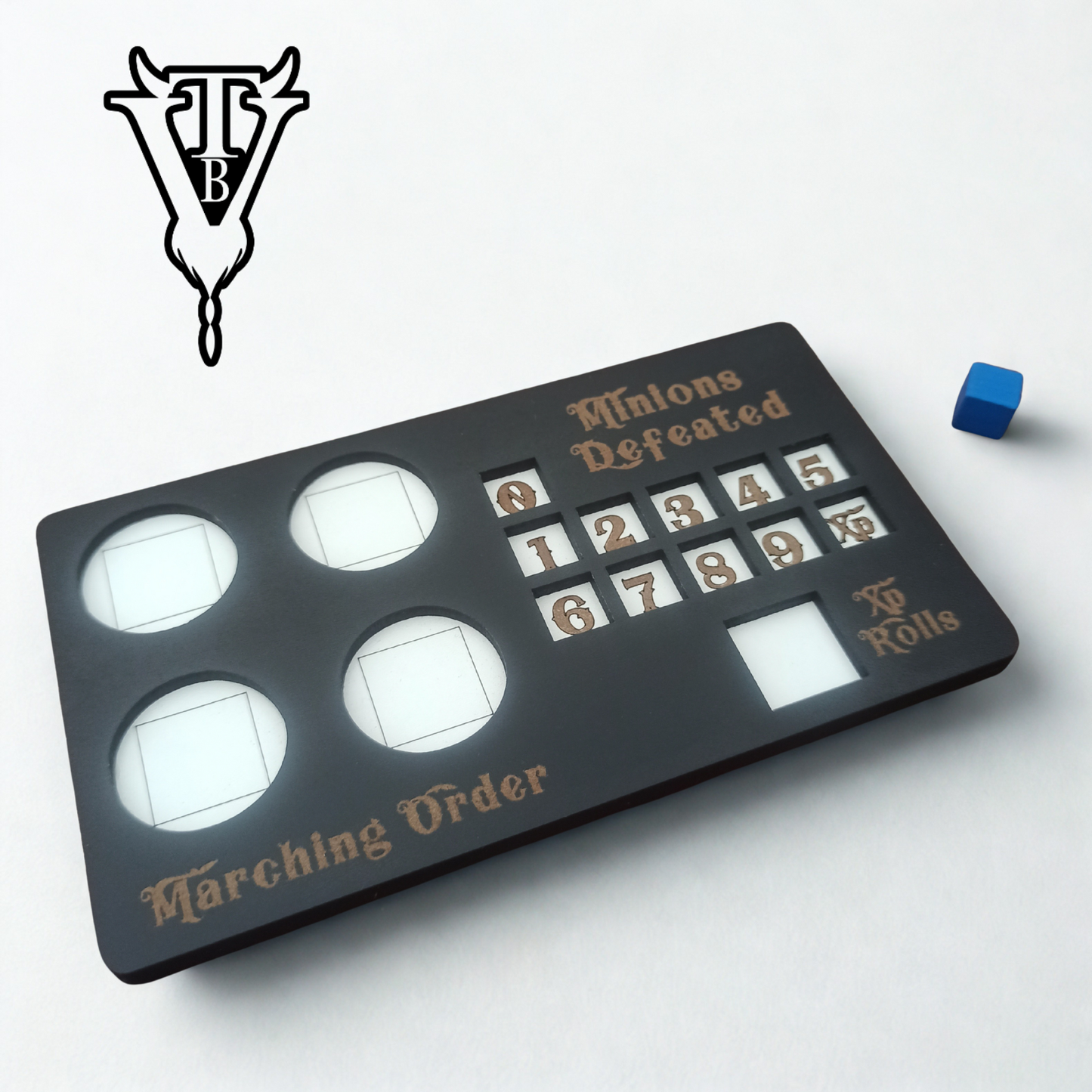 Four Against Darkness Marching Order Character player Board - Solo Dungeon RPG close up — The Board Viking