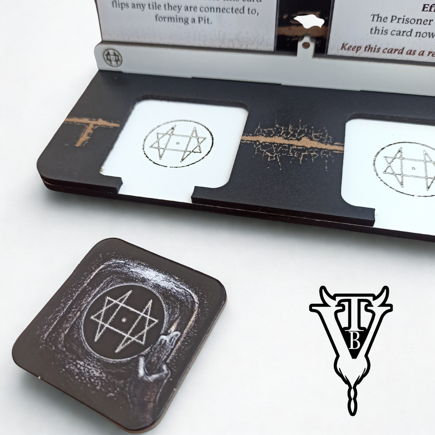 The Night Cage Board Game - Pathway Card And Tile Holder. side view — The Board Viking