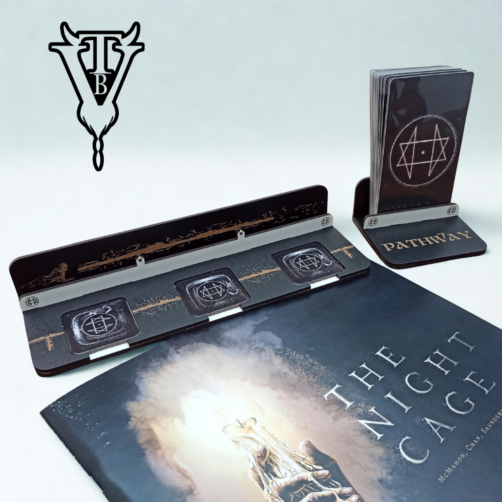 The Night Cage Board Game - Pathway Card And Tile Holder. in use — The Board Viking